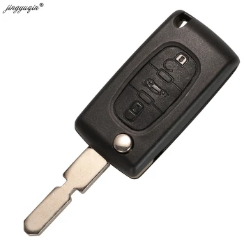 jingyuqin 3 botões de Carro Virar a Chave Para Peugeot 406 607 Chave Remota Shell Substituições CE0536 Com Clip Bateria NE78 Lâmina