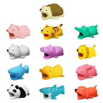 Adorável dos desenhos animados Cabo do Carregador Organizador Caso Protetor do Acessório de Proteção de Enrolador Animal Bonito Boneca Modelo Engraçado Para iPhone Samsung